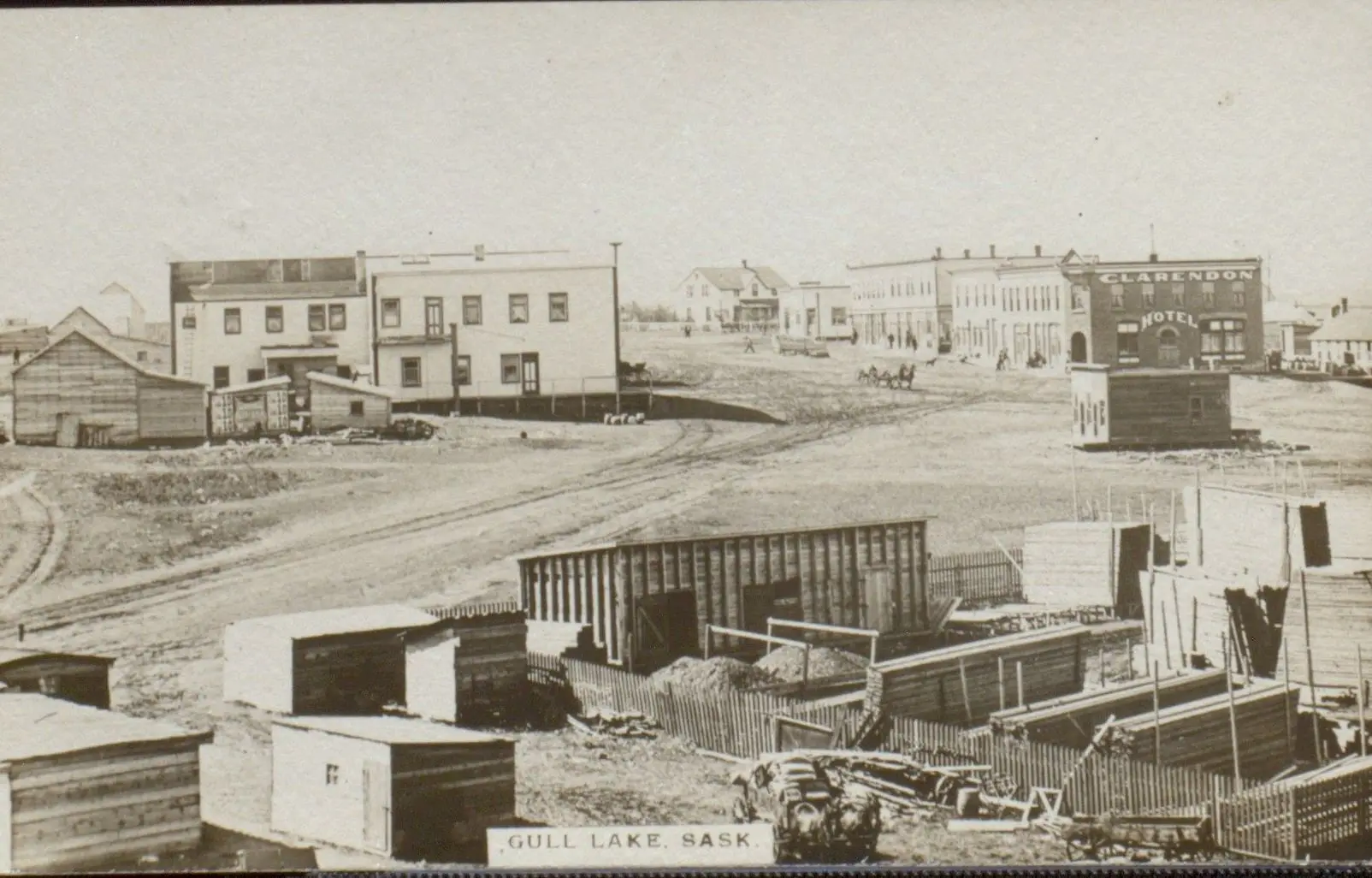 Early Gull Lake townsite with Clarendon Hotel