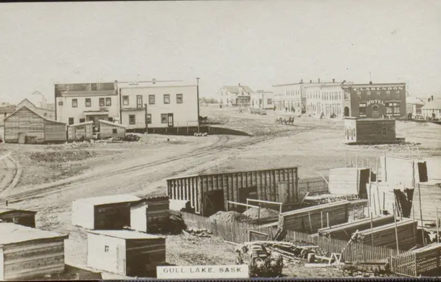 Early Gull Lake townsite with Clarendon Hotel